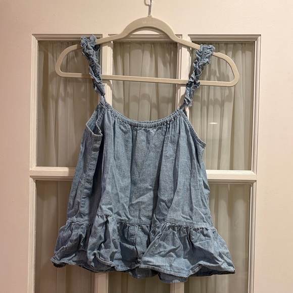 Madewell Blue Ruffle Tank Top - Picture 4 of 5